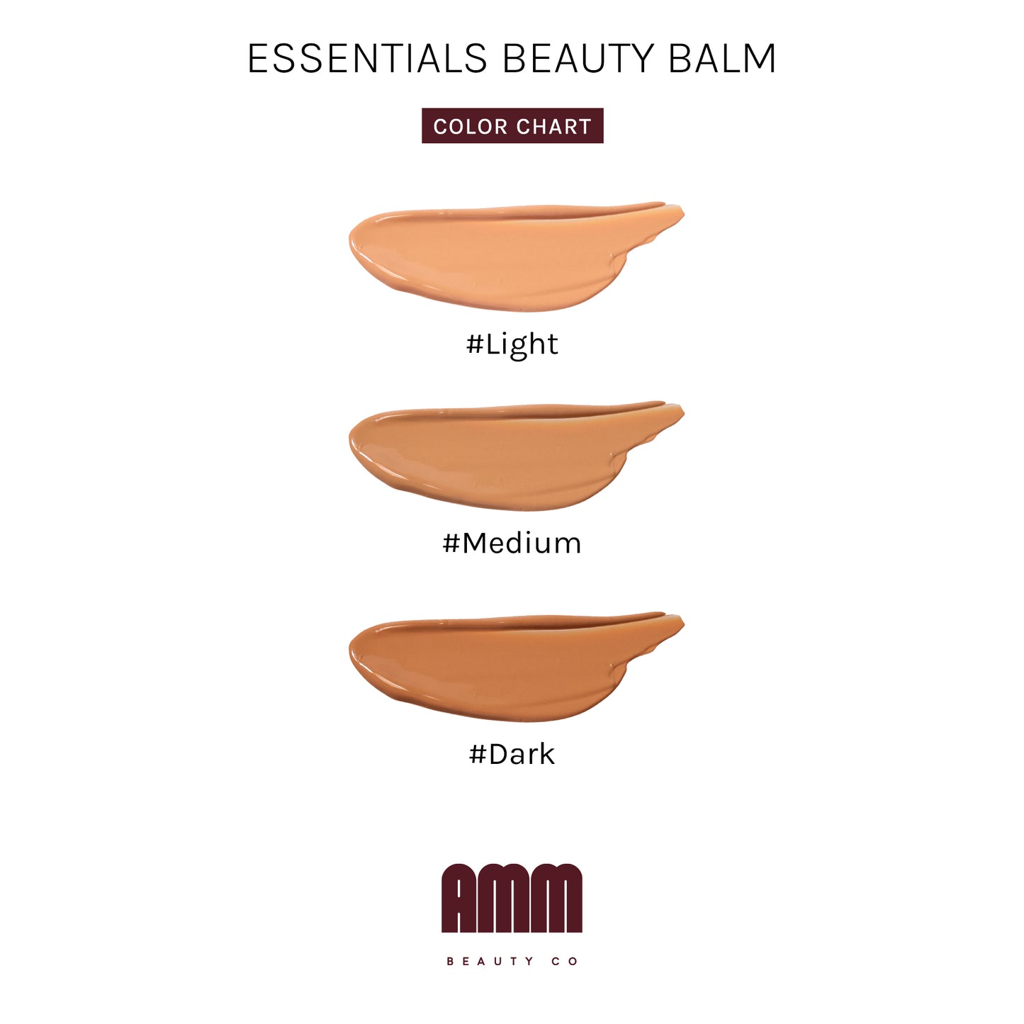 AMM Beauty Co beauty balm color chart